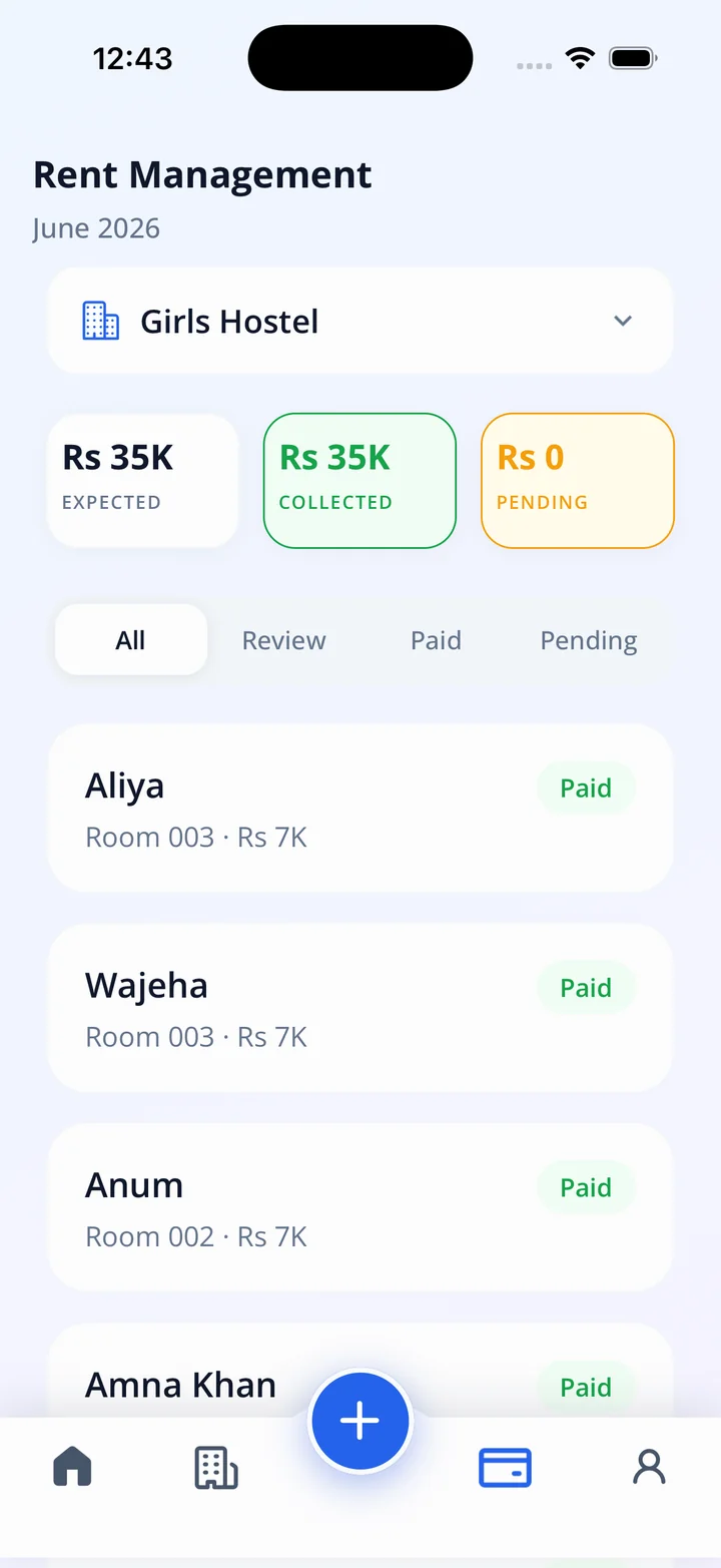 Osstel app rent tracking and payment collection